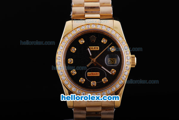 Rolex Datejust Automatic Black Dial with Diamond Bezel - Click Image to Close